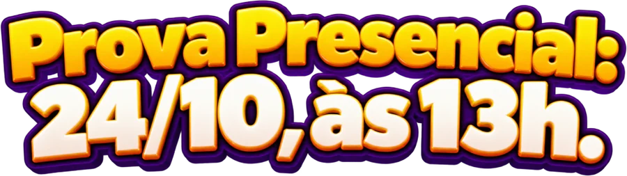 Prova presencial em Guarapari: 24/10, às 13h.
